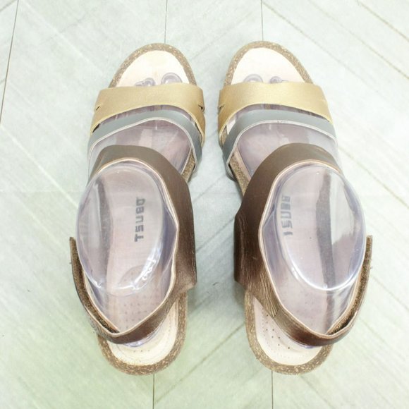 Tsubo Nilanti Multicolor Leather Adjustable Strap Wedge Sandals Size 9.5 - Picture 6 of 10